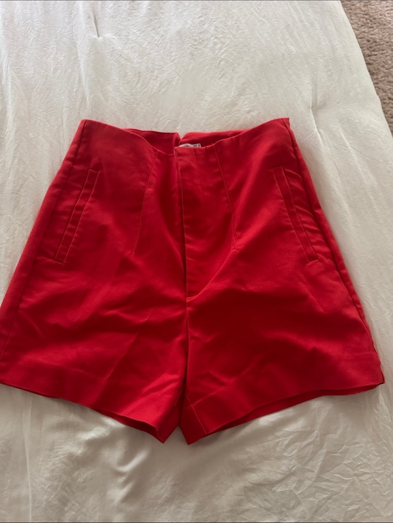 stradivarius Pants - Women's High-Waist Red Tailored Shorts